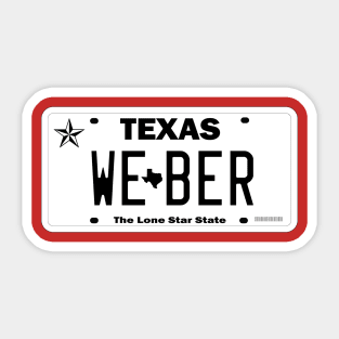 Weber Grill Texas Vanity license plate Sticker